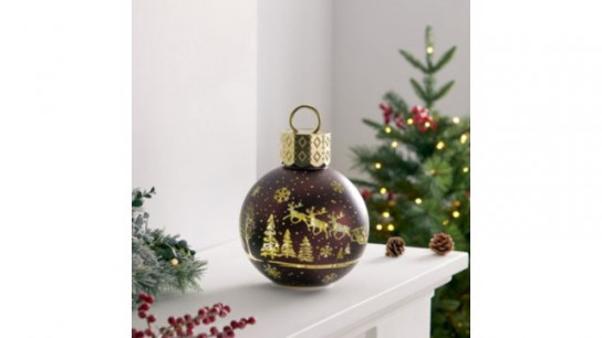 Home Stories 20cm Pre-Lit Rotating Christmas Scene Bauble