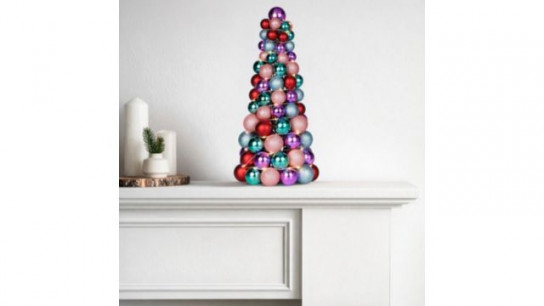 Home Stories 50cm Pre Lit Bauble Cone Tree