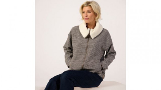 Ruth Langsford Check Jacket with Wide Collar