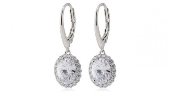 Diamonique Edit 4.5ct tw Oval Cluster Leverback Earrings