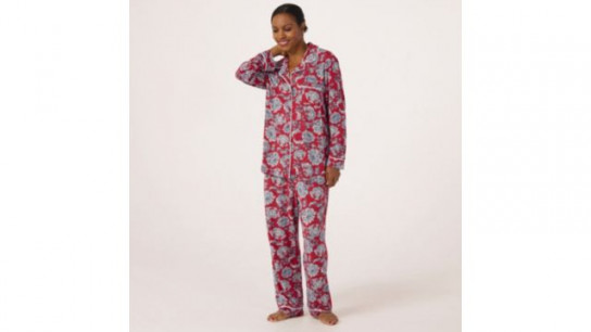 Cozee Home Printed Notch Collar PJs
