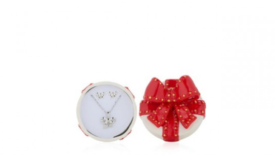 Steel by Diamonique Bow Necklace & Earring Set in Gift Box