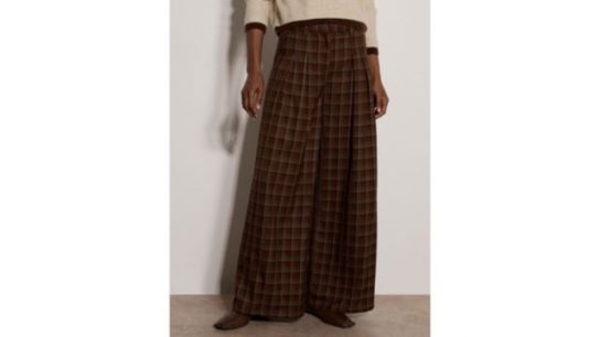 Apricot Window Check Wide Leg Trouser