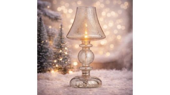 Home Stories 30cm Mercury Glass Pre Lit Flame Lamp