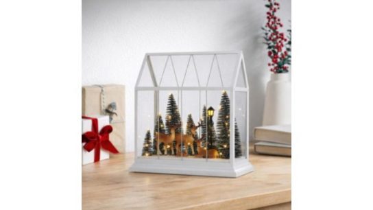 Home Stories Pre Lit Large Snow Village in Glass House