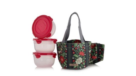 LocknLock Set of 3 Mini Lunch Tote with Round 950ml Container